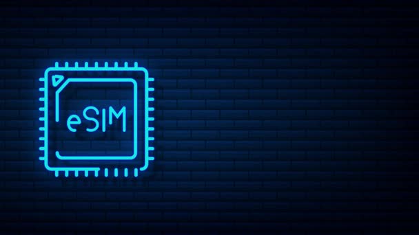 ESIM Concepto de símbolo de icono de tarjeta SIM integrado. nueva tecnología de comunicación celular móvil chip. Gráficos en movimiento. — Vídeos de Stock