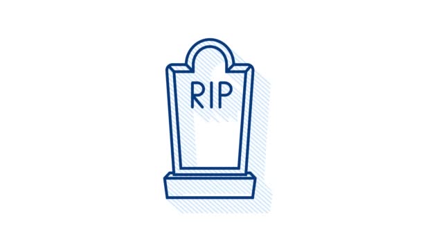 Mezar simgesi düz tasarım. Çatlaklı eski mezar taşı. Antik RIP. Hareket grafikleri. — Stok video