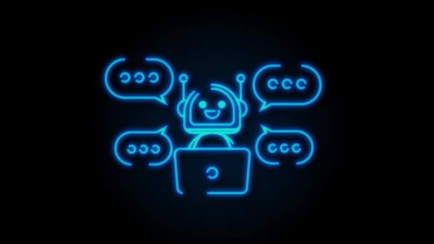 Icona del robot. Disegno del segno del bot. Concetto simbolo di Chatbot. Servizio di supporto vocale bot. bot di supporto online. Grafica del movimento. — Video Stock