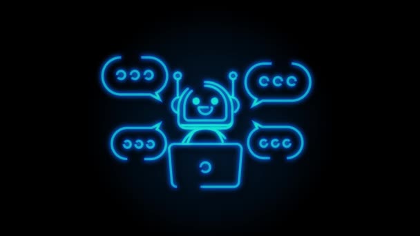 Icono de robot. Diseño de signo de bot. Concepto de símbolo Chatbot. Servicio de soporte de voz bot. Soporte en línea bot. Gráficos en movimiento. — Vídeos de Stock