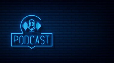 Podcast. Rozet, simge damgası logosu. Hareket grafikleri.