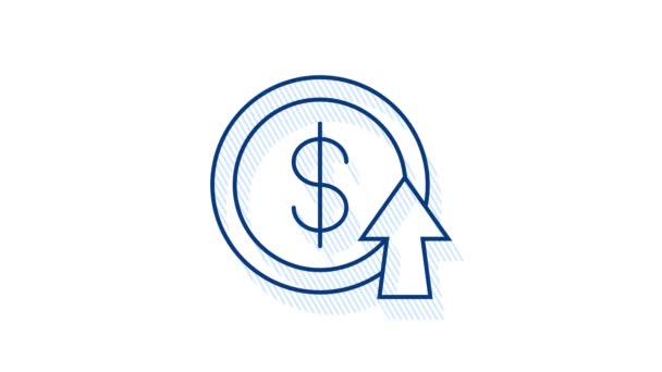 Peníze, finance a platby. Nastavit ikonu osnovy webu Pohybová grafika. — Stock video