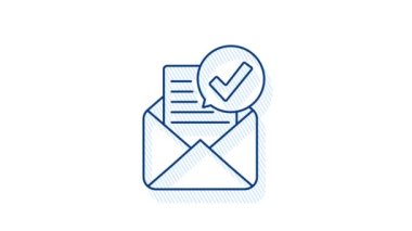 Ofis ikonu. Web simgesi seti. İşaretli bir ofis zarfı, her şey için harika bir tasarım. Hareket grafikleri.