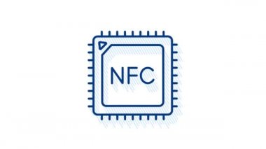Bağlantısız kablosuz ödeme işareti logosu. NFC teknolojisi. Hareket grafikleri.