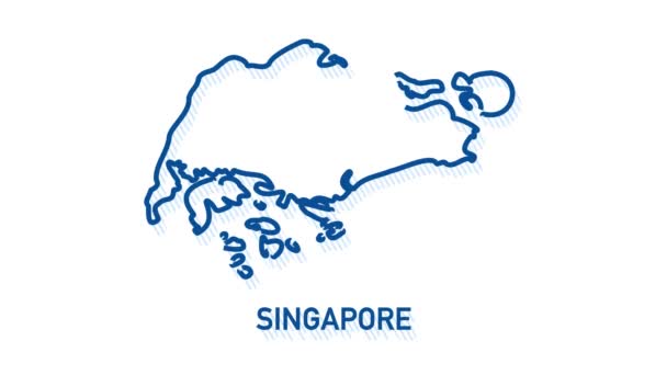 Singapore kaart pictogram geïsoleerd op de achtergrond. 4K Video motion grafische animatie. — Stockvideo