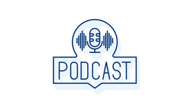 Podcast. Distintivo, logotipo do selo de ícone. Gráficos de movimento. — Vídeo de Stock