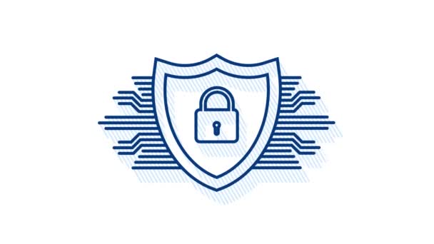 Logo de seguridad cibernética con escudo y marca de verificación. Escudo de seguridad. Gráficos en movimiento. — Vídeos de Stock