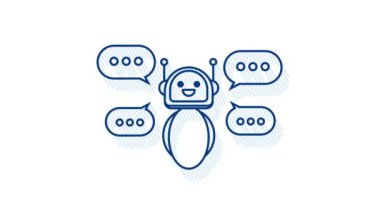 Robot simgesi. Robot tabela tasarımı. Chatbot sembolü konsepti. Ses destek robotu. Çevrimiçi destek robotu. Hareket grafikleri.