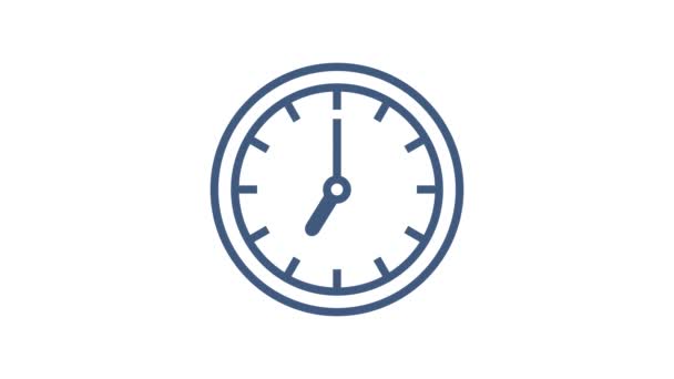 Relógio de alarme, acorda. Simples clássico preto e branco relógio de parede redonda. Gráficos de movimento. — Vídeo de Stock