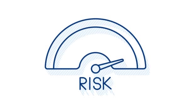Risicopictogram op snelheidsmeter. Hoge risico meter. Bewegingsgrafiek. — Stockvideo
