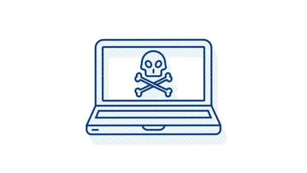 Cyber-Angriff. Daten-Phishing mit Angelhaken, Laptop, Internetsicherheit. Bewegungsgrafik. — Stockvideo