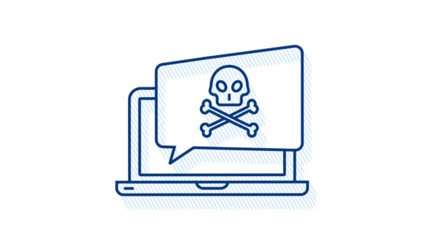 Cyber attack. Data Phishing med fiskekrok, laptop, internetsäkerhet. Rörlig grafik. — Stockvideo