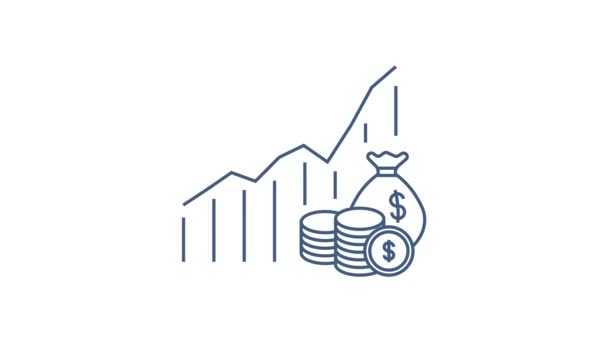 Dinero, finanzas y pagos. Establecer el icono web esquema. Gráficos en movimiento. — Vídeos de Stock