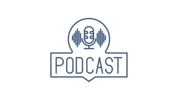 Podcast. Distintivo, logotipo do selo de ícone. Gráficos de movimento. — Vídeo de Stock