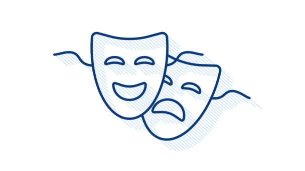 Komedie en drama theatrale maskers. Bewegingsgrafiek. — Stockvideo