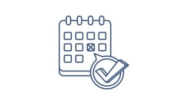 İşaretli veya tik işaretli takvim. Onaylandı ya da tarih belirlendi. Hareket grafikleri.