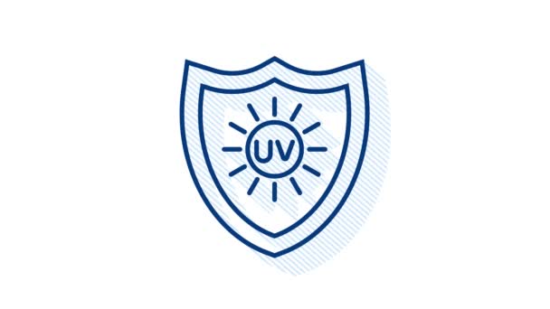Protection UV. Symbole icône soleil. Symbole de danger. Rayonnement UV. Graphiques de mouvement. — Video