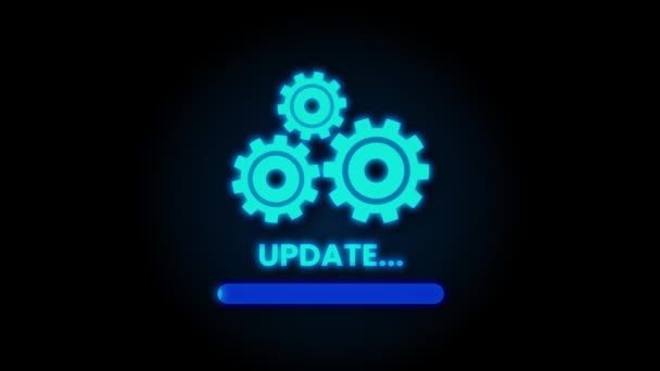 Systeemsoftware update of upgrade neon icoon. Banner nieuwe update, Badge, teken. Bewegingsgrafiek. — Stockvideo