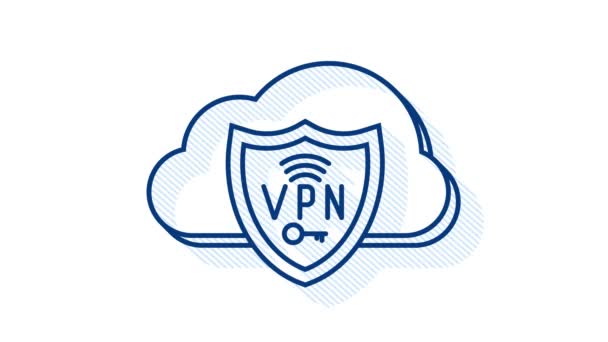 Bezpieczna koncepcja połączenia VPN. Przegląd łączności wirtualnej sieci prywatnej. Grafika ruchowa. — Wideo stockowe
