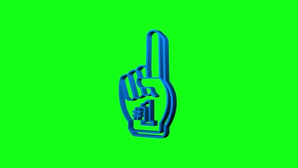 Logo del ventilatore mano con dito in su. Mani in alto con il numero 1. Grafica del movimento. — Video Stock