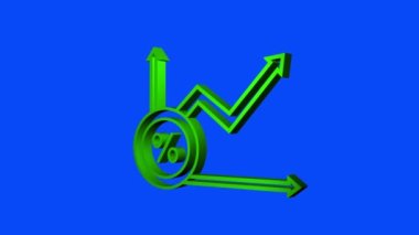Yüzde yüz büyüme grafiği. Kredi yüzdesi sembolü. Hareket grafikleri.