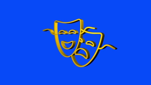 Komedie en drama theatrale maskers. Bewegingsgrafiek. — Stockvideo