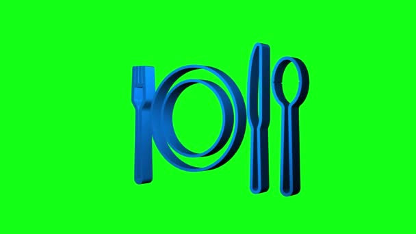 Knife and fork. Cutlery, dishes, coffee spoon. Motion graphics — Stock Video