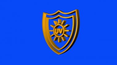 UV koruması. Güneş ikonu sembolü. Tehlike sembolü. UV radyasyonu. Hareket grafikleri.