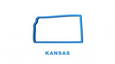 Kansas eyalet haritası animasyon çizgisi. Hareket grafikleri.