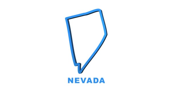 Nevada állam térkép vázlatos animáció. Mozgókép. — Stock videók