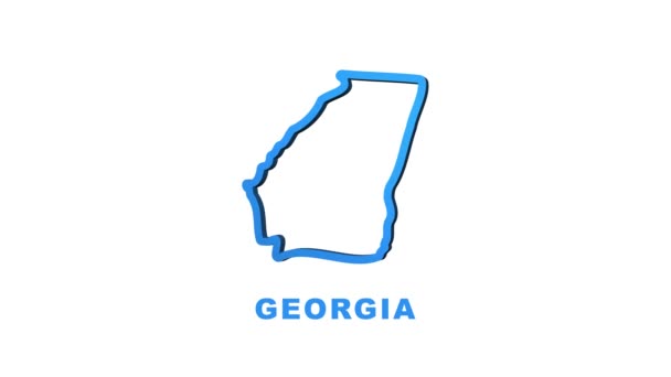 Georgia mapa del estado delinear animación. Gráficos en movimiento. — Vídeo de stock