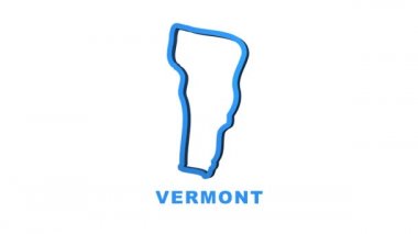 Vermont Eyaleti 'nin Neon Haritası Amerika Birleşik Devletleri, Alabama ana hatları. Parlak mavi çizgiler. Hareket grafikleri.