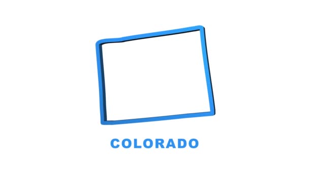Skizzenanimation auf der Karte des Bundesstaates Colorado. Bewegungsgrafik. — Stockvideo
