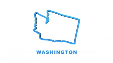 Washington eyalet haritasının 4K Neon ışıkları. Hareket grafikleri.