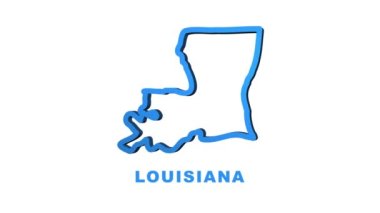 Louisiana eyalet haritasının ana hatları animasyon. Hareket grafikleri.