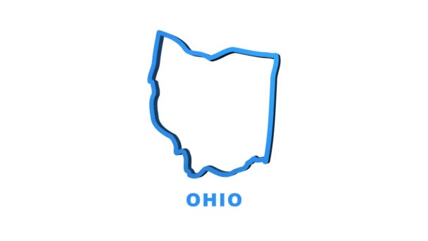 Mapa animado de línea que muestra el estado de Ohio desde el estado unido de América. Gráficos en movimiento. — Vídeo de stock