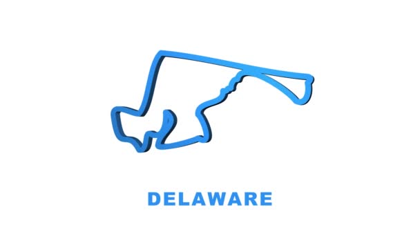 Delaware state map outline animation. Motion graphics. — Stock Video