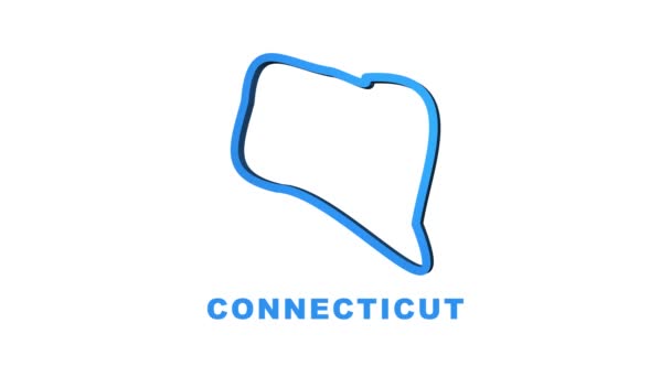 Connecticut stato mappa contorno animazione. Grafica del movimento. — Video Stock