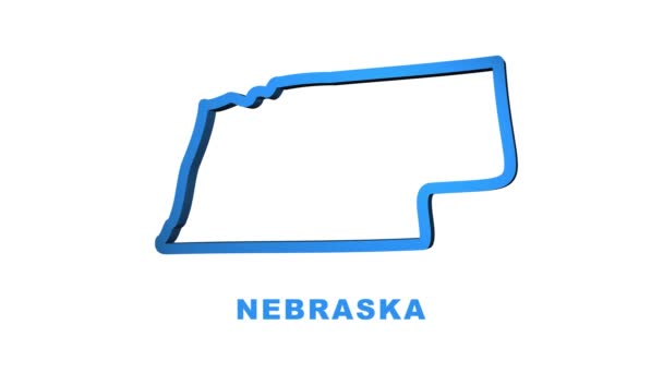 Nebraska EE.UU. mapa del estado federal delinear la animación. Gráficos en movimiento. — Vídeo de stock