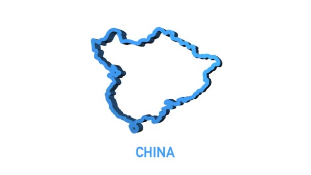 Chine icône de carte isolée en arrière-plan. Animation graphique de mouvement vidéo 4K. — Video