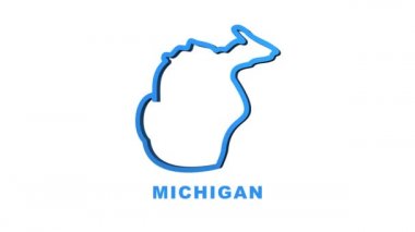 Amerika Birleşik Devletleri 'nden Michigan eyaletini gösteren çizgi animasyon haritası. Hareket grafikleri.