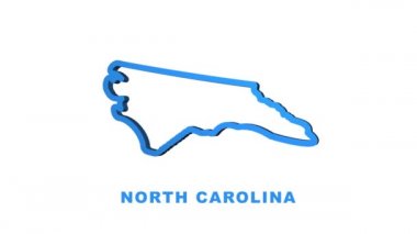Çizgi animasyon haritası Amerika Birleşik Devletleri 'nden Kuzey Carolina eyaletini gösteriyor. Hareket grafikleri.