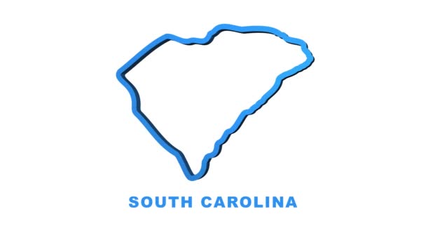 Line animated map showing the state of South Carolina from the united state of america. Motion graphics. — Stock Video