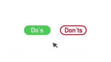 Dos and Donts düğmesi. Düz, basit baş parmak yukarı sembol minimumu yuvarlak logot ögesi ayarlandı. Hareket grafikleri.