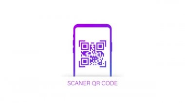 QR kodunu cep telefonuna tara. Elektronik, dijital teknoloji, barkod. Hareket grafikleri.