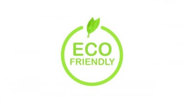 100 çevre dostu yeşil yaprak etiketi. Hareket grafikleri.