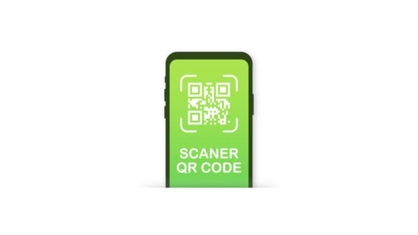 Сканируйте, чтобы оплатить. Отсканировать QR-код на бумаге для детализации, технологии и бизнес-концепции. Графика движения. — стоковое видео