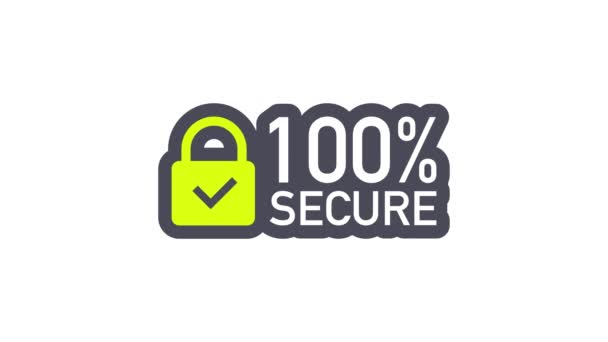 Icône 100 Secure grunge. Badge ou bouton pour le site de commerce. Graphiques de mouvement. — Video