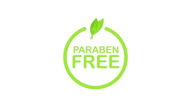 Green label paraben free. Symbol, sign. Organic, bio, eco symbol. Natural product. Motion graphics. — Stock Video