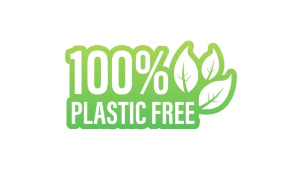 Plastic free green icon badge. Bpa plastic free chemical mark. Motion graphics. — Stock Video